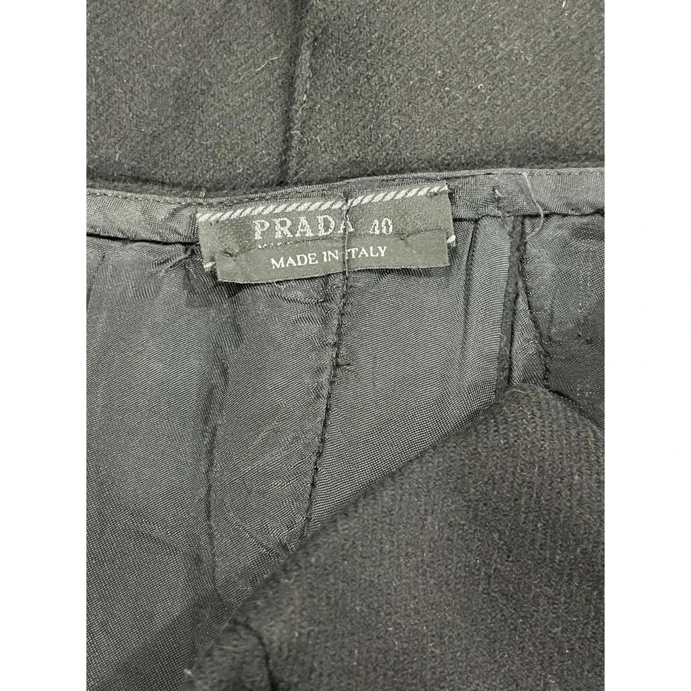 PRADA Designer‎ Black Wool Wide Inverted Box Pleats A-Line Mini Skirt Sz 40